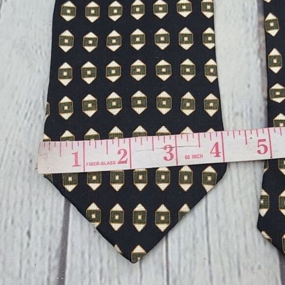 Vintage Neo Bill Blass Black Geometric Silk Tie - Picture 8 of 10